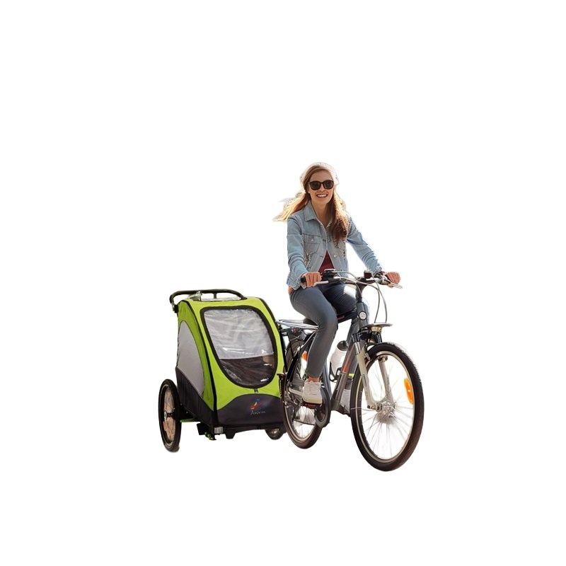2 in 1 kids bike trailer & stroller – twin seat, safety harness, foldable 2 in 1 kids bike trailer & stroller – twin seat, safety harness, foldable