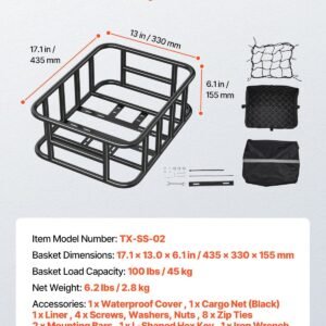 rear bike basket medium bicycle basket cargo net rainproof cover liner