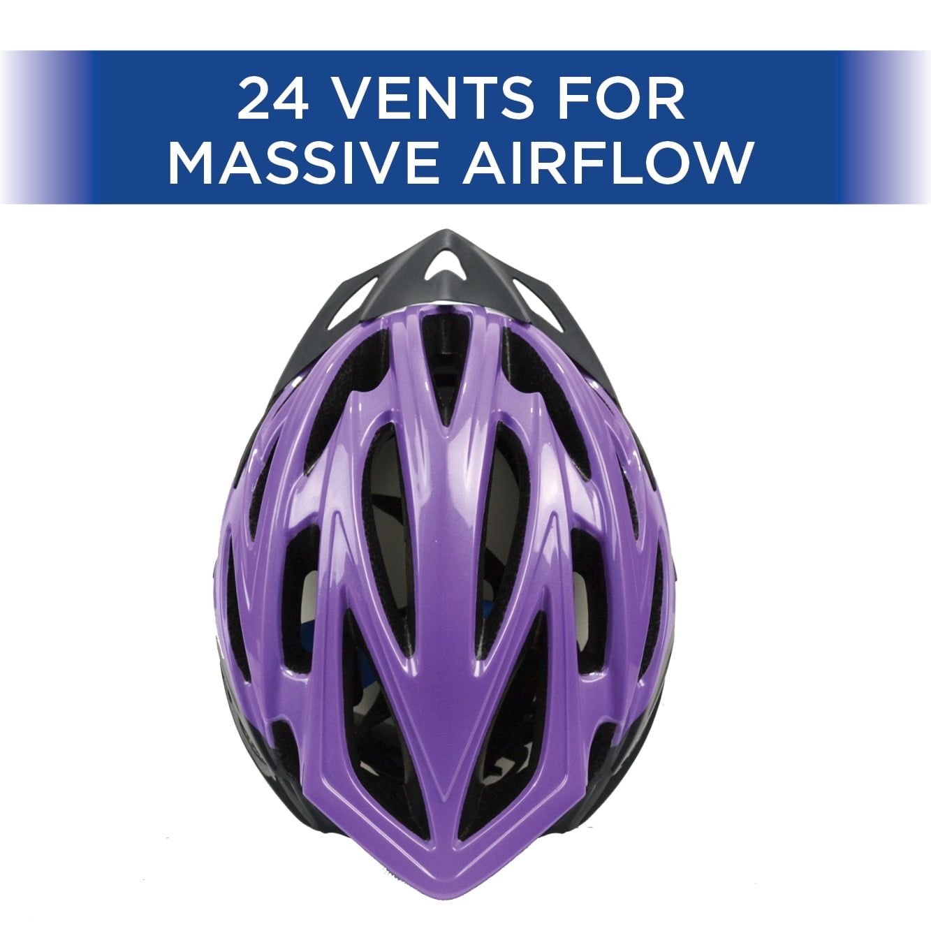 youth full coverage bike helmet, lilac – age 8+, 24 vents, adjustable fit, with visor youth full coverage bike helmet, lilac – age 8+, 24 vents, adjustable fit, with visor