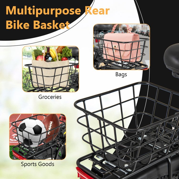 electric bicycle rear basket heavy duty metal rear bicycle basket (bicycle basket) electric bicycle rear basket heavy duty metal rear bicycle basket (bicycle basket)