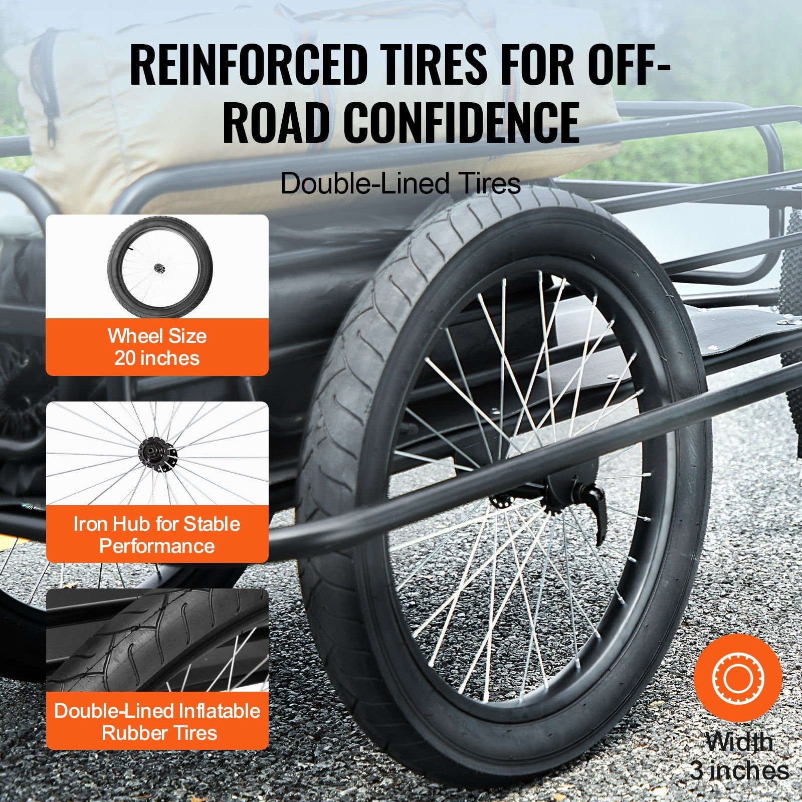 vevor bike cargo trailer, 275 lbs load capacity, heavy duty bicycle wagon cart, foldable compact storage & quick release with universal hitch, 20" wheels, fits most bike wheels, carbon steel frame vevor bike cargo trailer, 275 lbs load capacity, heavy duty bicycle wagon cart, foldable compact storage & quick release with universal hitch, 20" wheels, fits most bike wheels, carbon steel frame