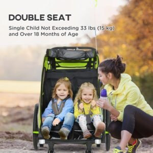 child bike trailer 3 in1 | foldable baby trailer transport carrier | shock absorber system rubber tires adjustable handlebar