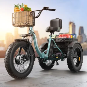qronge electric bike for adults 960w peak 36v 13.5ah battery folding electric tricycle 50 miles range fat tire electric trike green