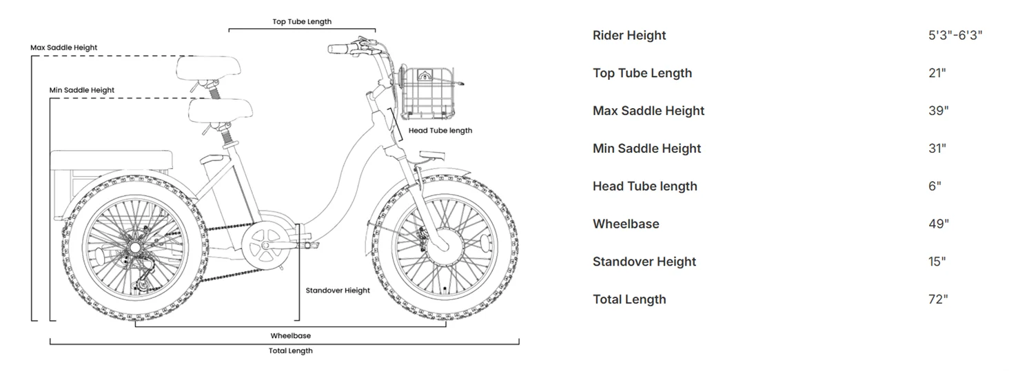 QRONGE Lava 750W Electric Tricycle for Adults with LCD Display-Gray QRONGE Lava 750W electric trike for adults with LCD display