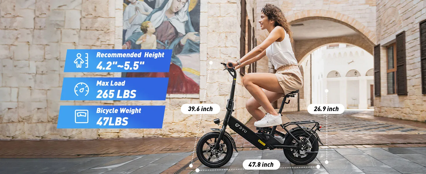 DYU C3-16 electric bike side view outdoors