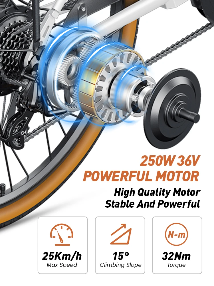 DYU C6 Pro 26” Electric City Bike 36V 250W – Urban Commuter E-Bike DYU C6 Pro rear wheel and 7-speed gear detail