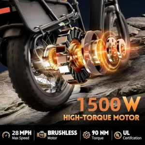 Close-up of Cemoto K008 electric bike motor and battery compartment