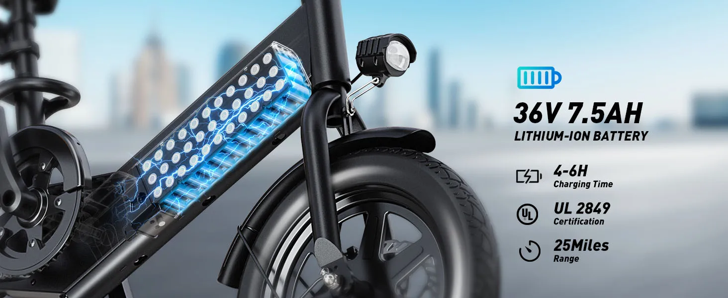 DYU C3-16 close-up of front wheel and brake