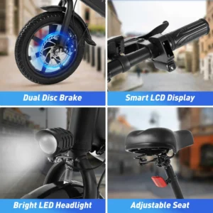 dyu c3 16 electric bicycle 500w peak motor 36v7.5ah lithium battery electric bike 16 inch city e bike