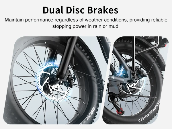 CYBERVELO MARS700 1000W Foldable Electric Bike – 48V 20.8Ah Battery CYBERVELO MARS700 dual disc brakes close-up