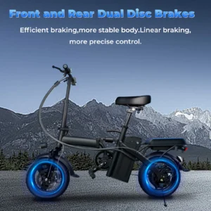 lelekuai 500w adult electric bike, 20 mph, 48v 10.4ah removable battery, 14 inch folding electric bike, multi shock absorption