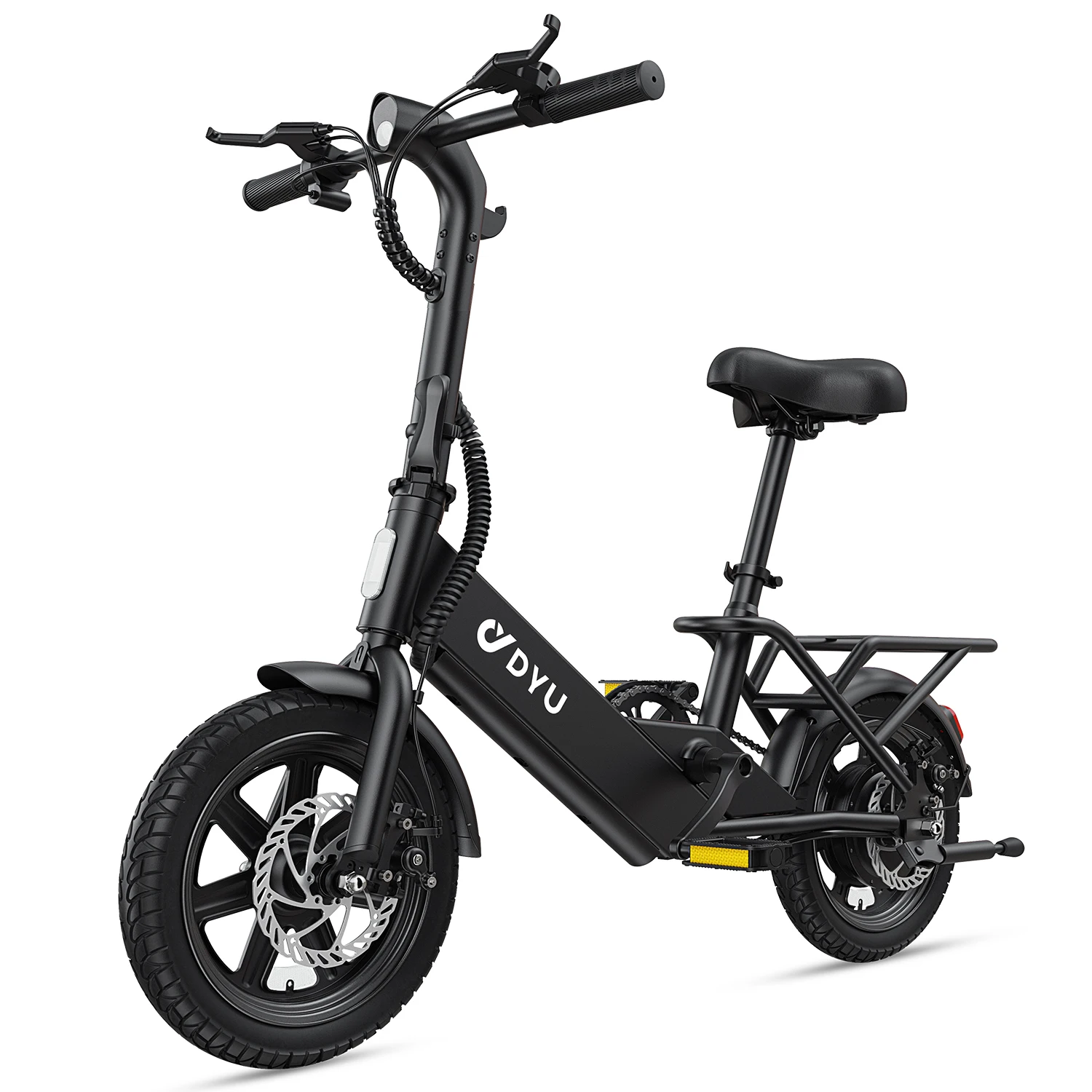 DYU C3-14 Folding Electric Bike 36V 350W – 14" Wheels DYU C3-14 folding electric bike side view in black, 14-inch wheels