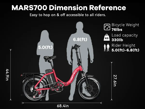 CYBERVELO MARS700 1000W Foldable Electric Bike – 48V 20.8Ah Battery CYBERVELO MARS700 e-bike climbing off-road terrain