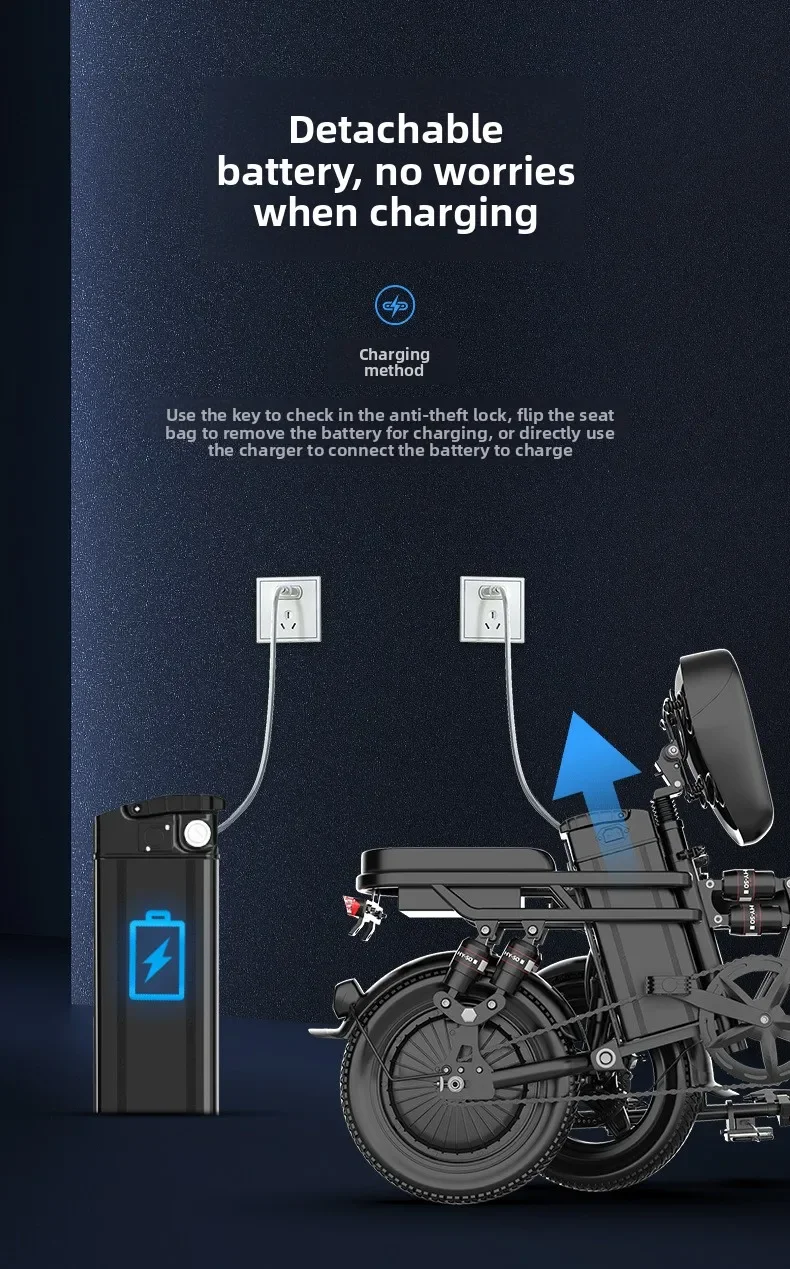 Folding Electric Mountain Bike 48V 350W – Dual Suspension Electric bike battery housing detail