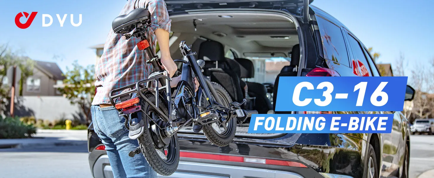 DYU C3-16 Electric Bike side profile folded