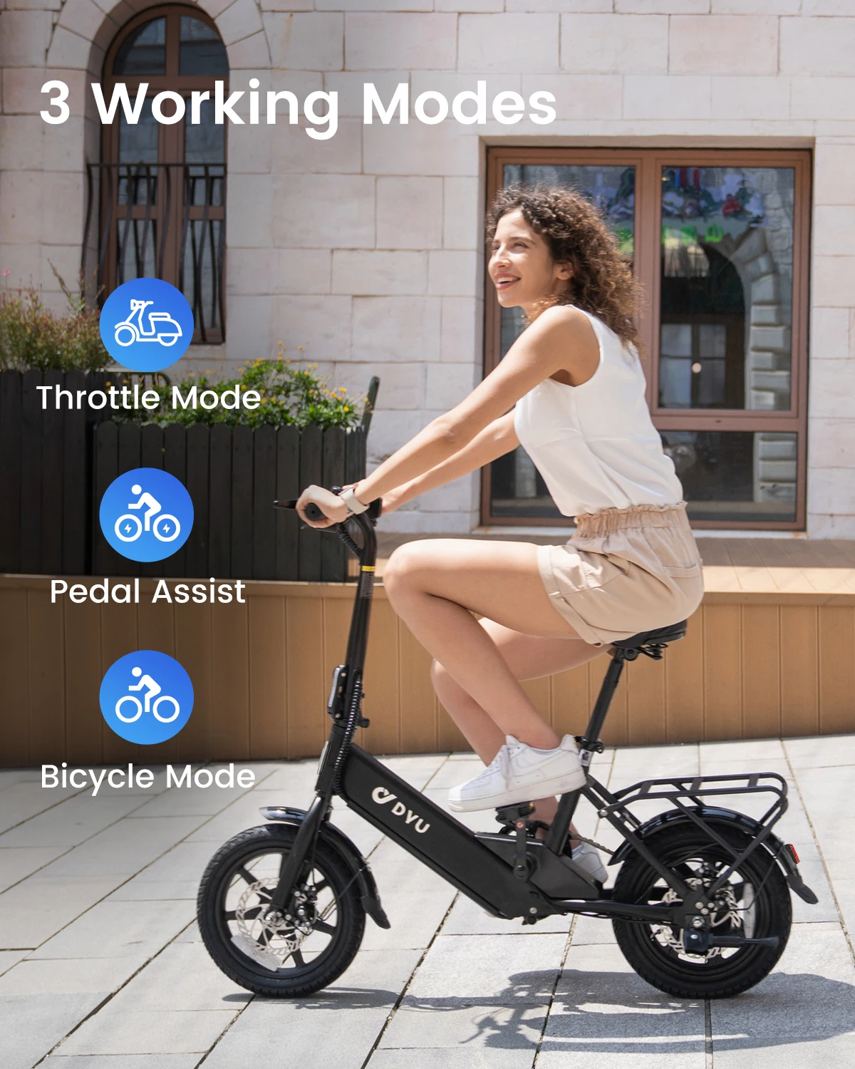 DYU C3-14 Folding Electric Bike 36V 350W – 14" Wheels DYU C3-14 folded position for storage or transport