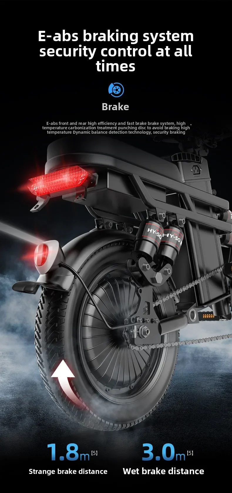 Folding Electric Mountain Bike 48V 350W – Dual Suspension Front wheel and braking system close-up