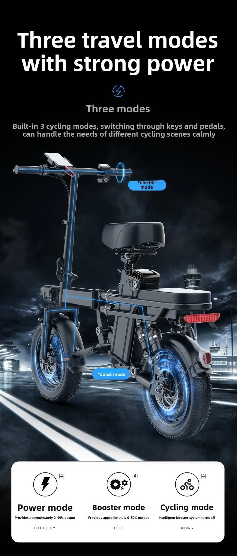 Folding Electric Mountain Bike 48V 350W – Dual Suspension Foldable electric bike standing upright on pavement