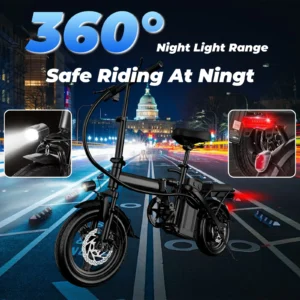 lelekuai 500w adult electric bike, 20 mph, 48v 10.4ah removable battery, 14 inch folding electric bike, multi shock absorption