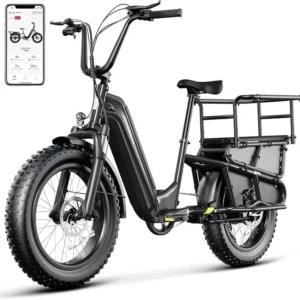 Home sisigad electric bike: 1500w motor, 28mph speed, 80 mile range, 20" fat tires, 7 speed cargo e bike.