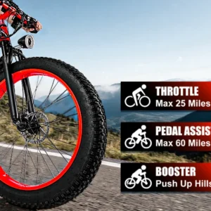 eoeotwo e01 electric bike adult 26" fat tire 1500w peak motor electric bicycle 34mph mountain e bike 60mile range 48v15ah e bike