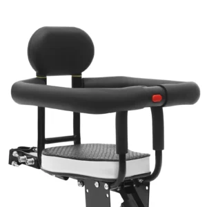 front mounted kids bike seat, dual point fixation bicycle mounted children carrier load 80kg, safety guardrails chair for e bike