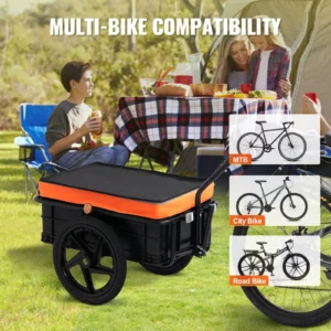 succebuy 88lbs bike cargo trailer bicycle wagon cart foldable storage with 16" wheels & safe reflectors fits 24" 28" bike wheels