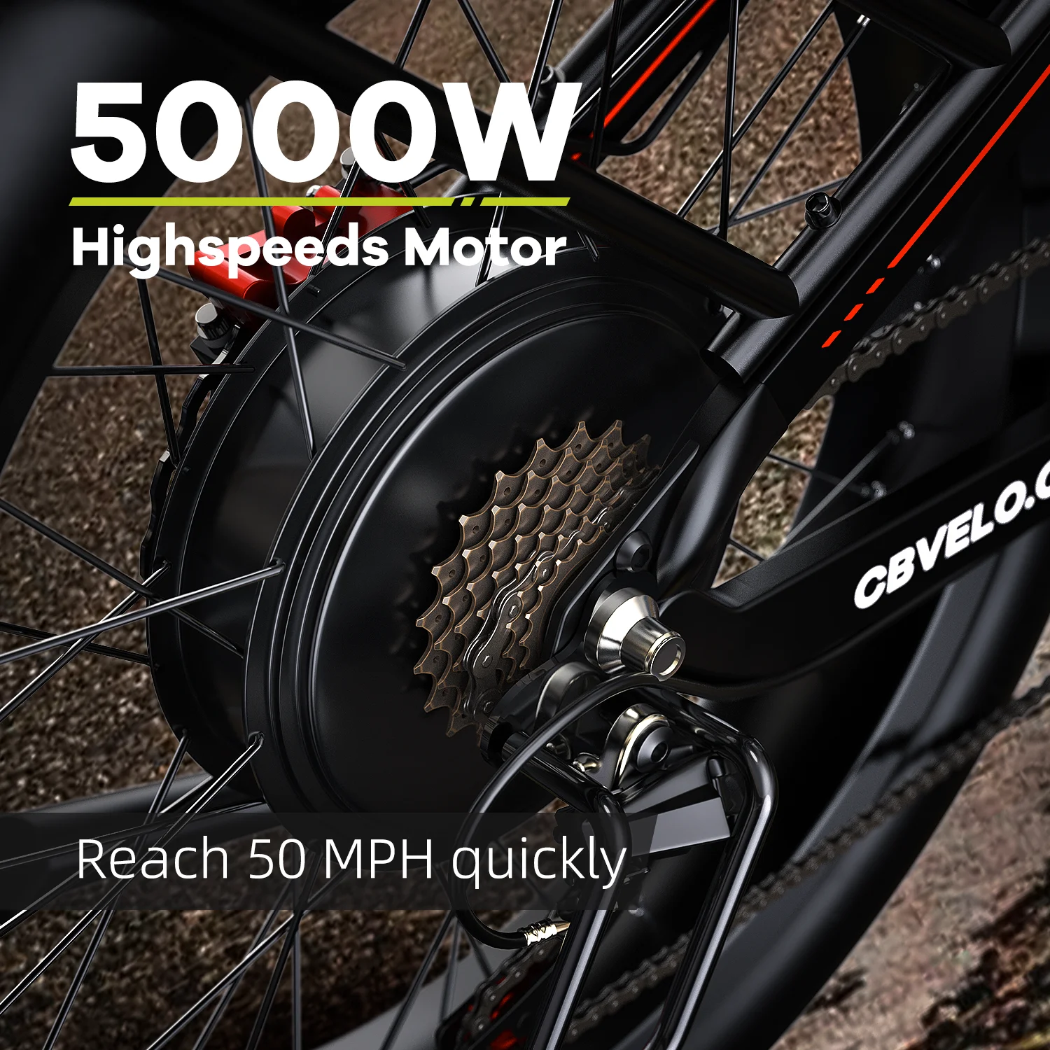 CYBERVELO EK9 5000W Fat Tire Electric Bike 52V 40Ah CYBERVELO EK9 5000W Electric Bike Front View