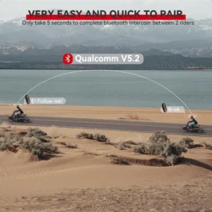 motorcycle bluetooth headset v5.2 with music sharing 2way motorcycle helmet bluetooth with ip67 waterproof helmet intercom comm