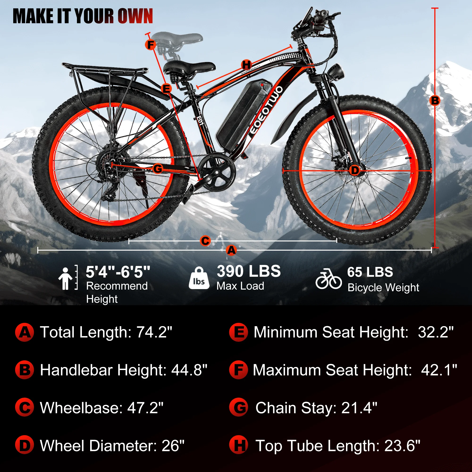 eoeotwo e01 electric bike adult 26" fat tire 1500w peak motor electric bicycle 34mph mountain e bike 60mile range 48v15ah e bike eoeotwo e01 electric bike adult 26" fat tire 1500w peak motor electric bicycle 34mph mountain e bike 60mile range 48v15ah e bike
