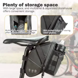 bike saddle bag waterproof bike rear under seat storage bag water bottle pocket cycling pouch for mtb mountain road bike 1.5l