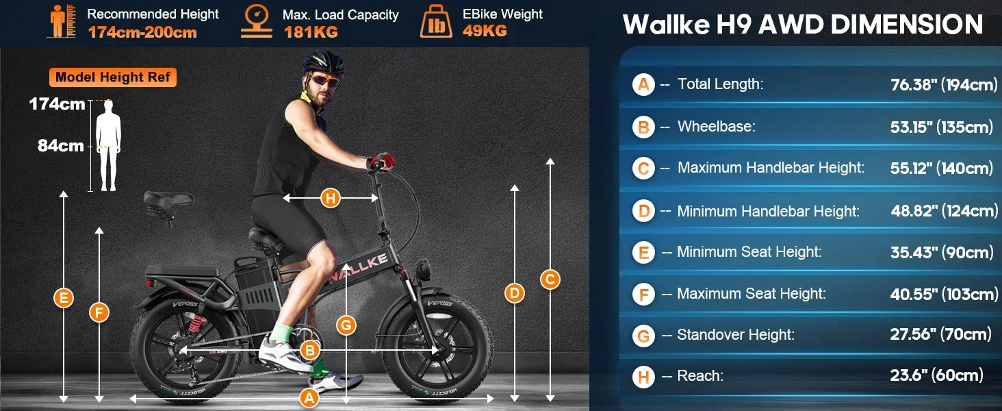 Wallke H9 AWD 2000W Folding Ebike 60Ah Fat Tire Electric Bike Kf S3ca9581d885f4c7789b466bb208c33feP
