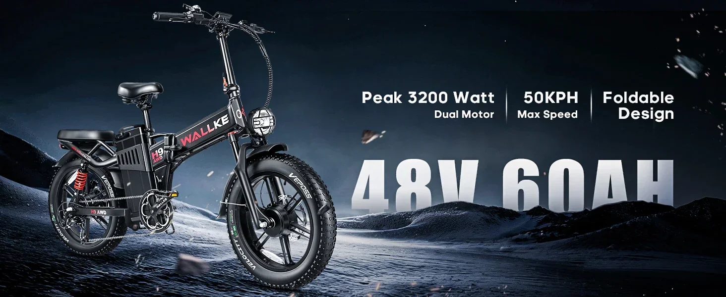 Wallke H9 AWD 2000W Folding Ebike 60Ah Fat Tire Electric Bike Kf S418c969a96824b5d9268addf742f9fd2E