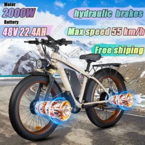 electric bike f1 2000w dual motor 48v 22ah battery adult electric bicycle 26inch tire hydraulic brake snow beach mountain e bike