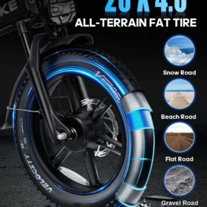 ebike h9 awd city electric bicycle 2000w folding 60ah ebike 20*4.0" fat tire mountain multiple shock absorption all terrain bike