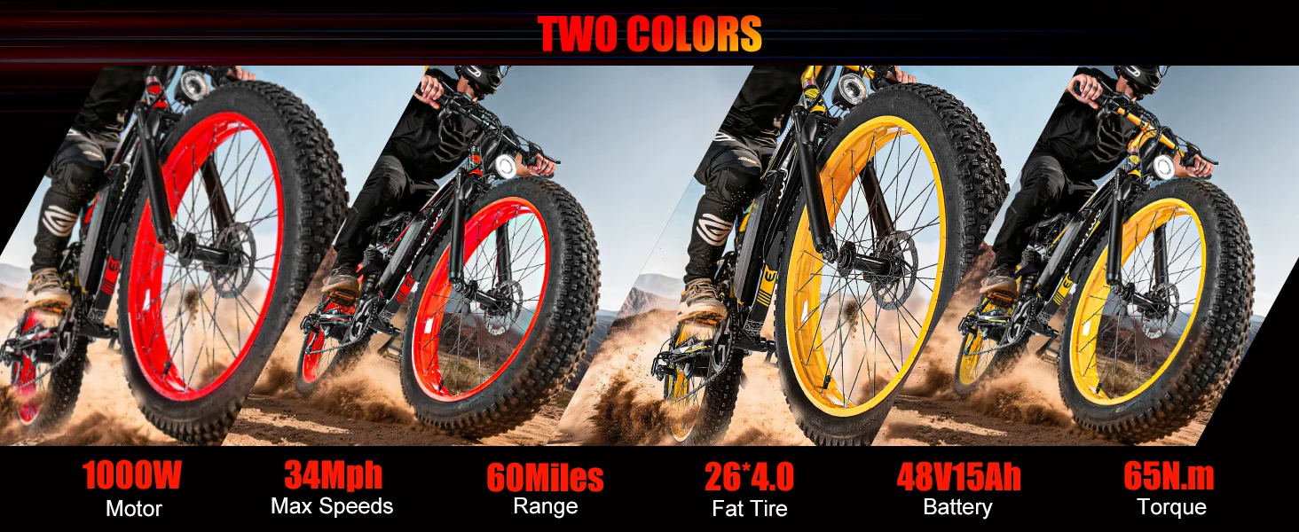 EOEOTWO E01 1000W Electric Bike 48V 15Ah – 26” Fat Tire E-Bike Kf S546eec038f4c41f98a3cc1079957994af