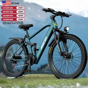 26'' electric bike for adults,750w peak motor mountain ebike,25mph up to 40miles,7 speed,shock absorbers,commuter e bike