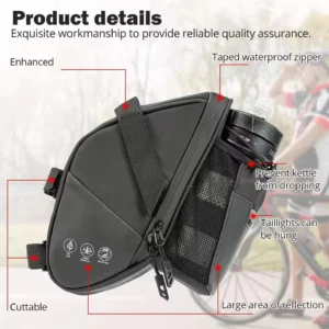 bike saddle bag waterproof bike rear under seat storage bag water bottle pocket cycling pouch for mtb mountain road bike 1.5l