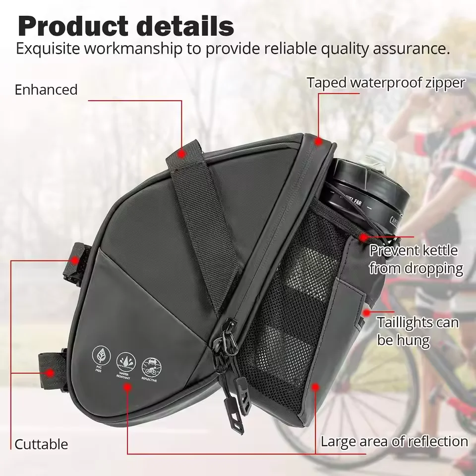 bike saddle bag waterproof bike rear under seat storage bag water bottle pocket cycling pouch for mtb mountain road bike 1.5l bike saddle bag waterproof bike rear under seat storage bag water bottle pocket cycling pouch for mtb mountain road bike 1.5l