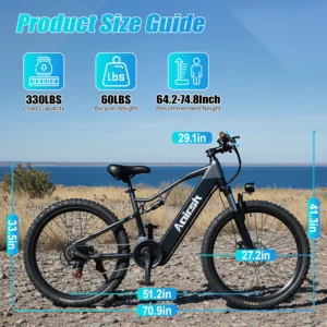 eletric bike for adults 21 speed mountain lightweight ebike with peak 1500w 28mph motor,48v20ah,26'' tire e mtb,up to 65 miles