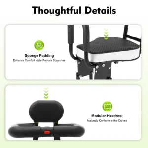 front mounted kids bike seat, dual point fixation bicycle mounted children carrier load 80kg, safety guardrails chair for e bike