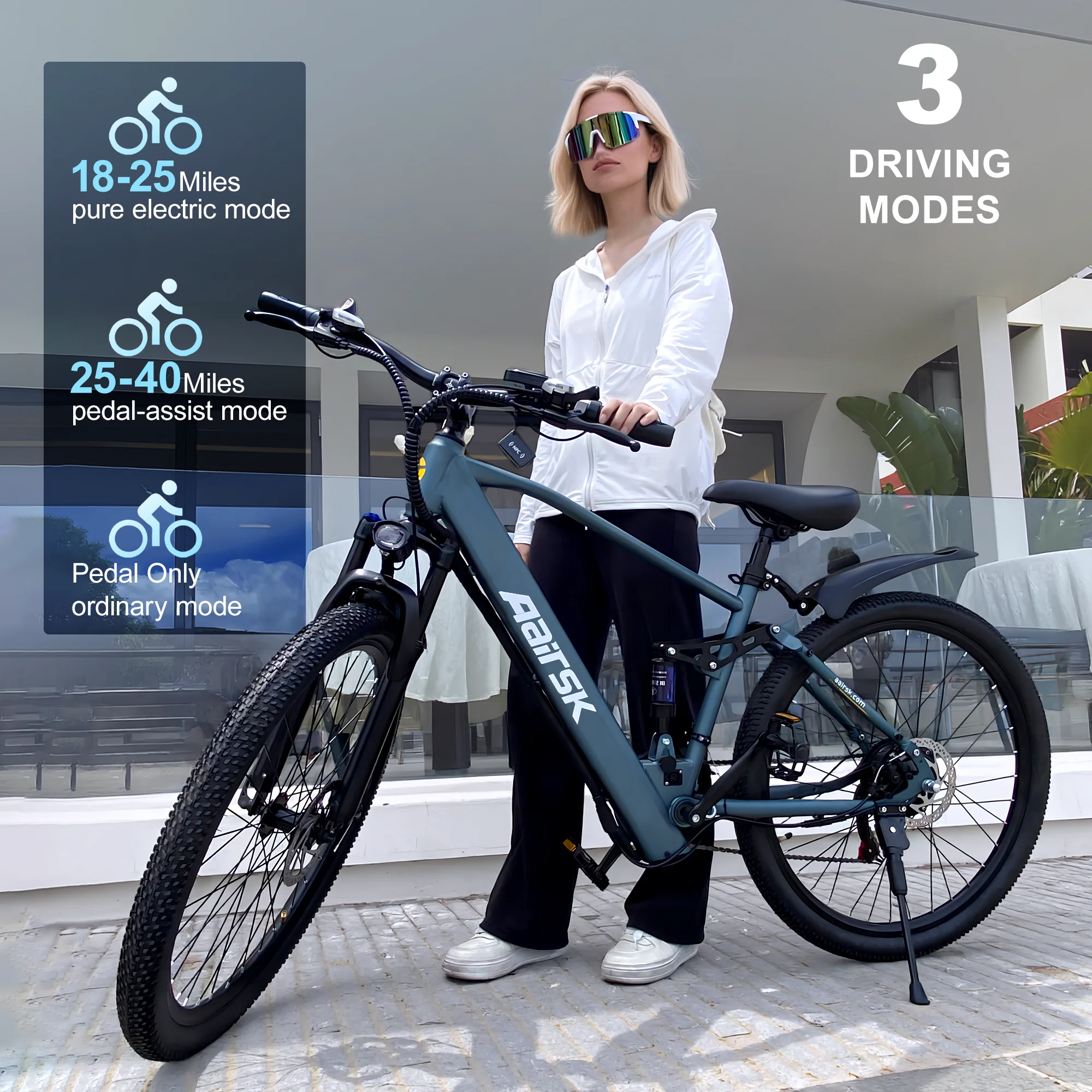 Aairsk GT900 26″ Electric Bike 400W (750W Peak) 25MPH, 40 Miles Kf S679e8a7be6b74968aeaf3449a9a66c36Z