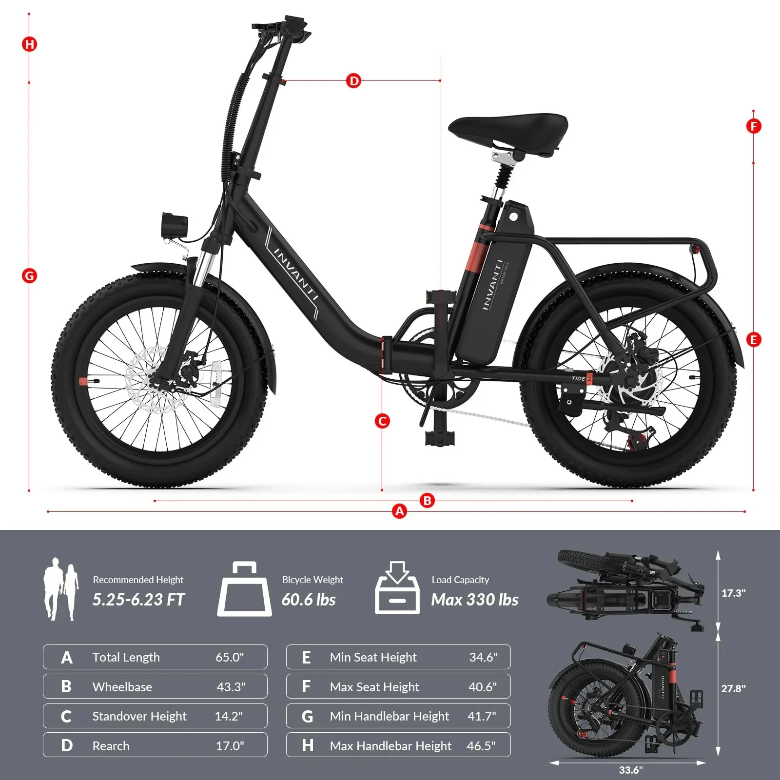 invanti tide2 20" folding electric bike 500w motor 48v 10.4ah battery black invanti tide2 20" folding electric bike 500w motor 48v 10.4ah battery black