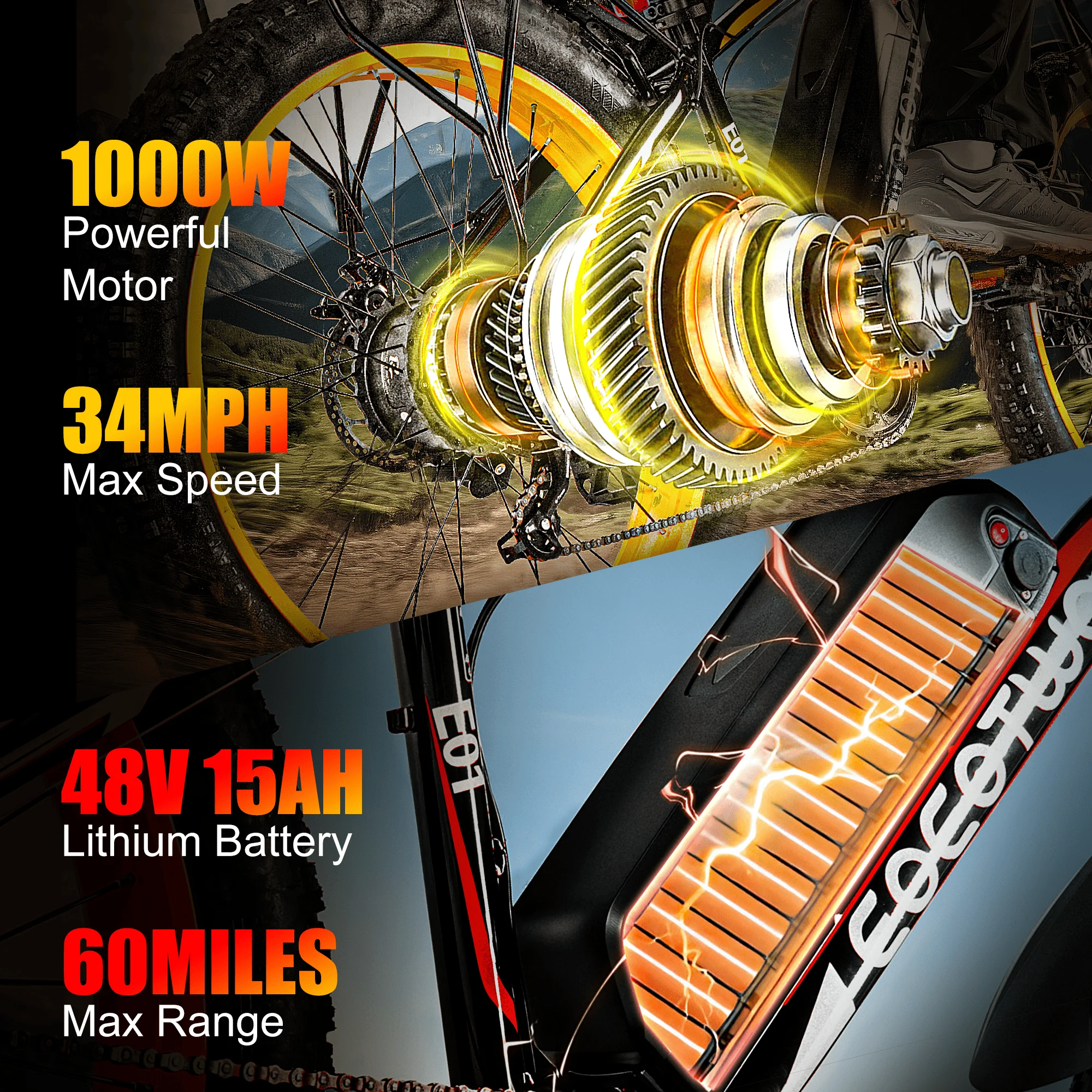 eoeotwo e01 electric bike adult 26" fat tire 1500w peak motor electric bicycle 34mph mountain e bike 60mile range 48v15ah e bike eoeotwo e01 electric bike adult 26" fat tire 1500w peak motor electric bicycle 34mph mountain e bike 60mile range 48v15ah e bike