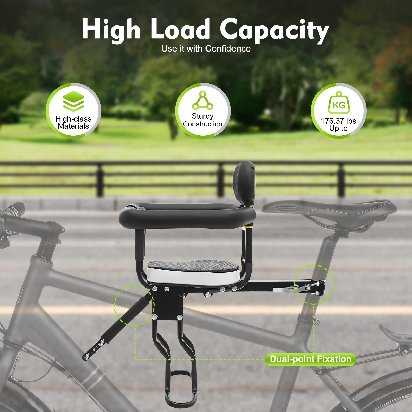 Heavy-Duty Kids Bike Seat with Guardrails & Adjustable Footrests Kf S80c298926ead4e08966b3431427042b6o