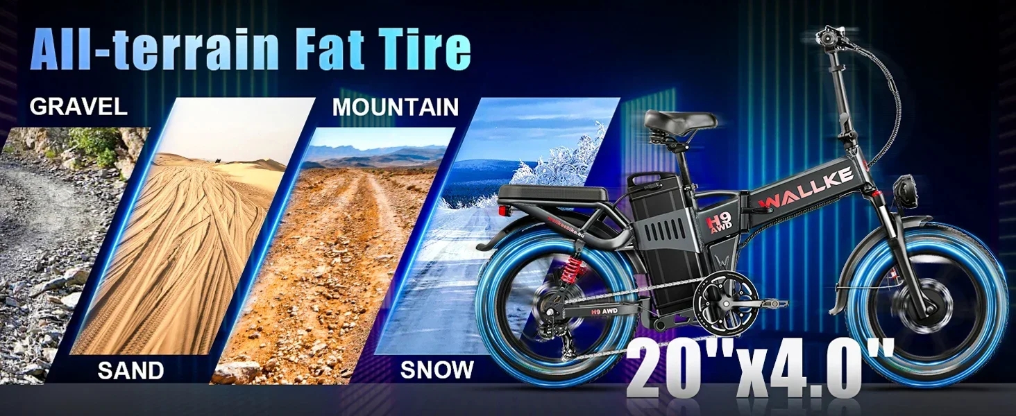 ebike h9 awd city electric bicycle 2000w folding 60ah ebike 20*4.0" fat tire mountain multiple shock absorption all terrain bike ebike h9 awd city electric bicycle 2000w folding 60ah ebike 20*4.0" fat tire mountain multiple shock absorption all terrain bike