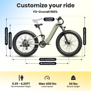 puckipuppy boxer st electric bike 960w 48v 20ah electric bicycles 26" x 4" fat tire full suspension ebike with 2 year warranty