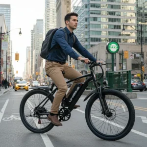 26'' electric bike for adults,750w peak motor mountain ebike,22mph up to 45 miles,7 speed,removable battery,commuter e bike