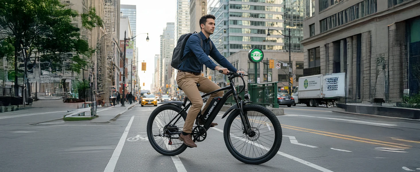 Aairsk Q7 26″ Electric Bike 400W (750W Peak) Commuter E-Bike 48 Miles Range Kf S93c064b68dd54d33a797e0f614779659W