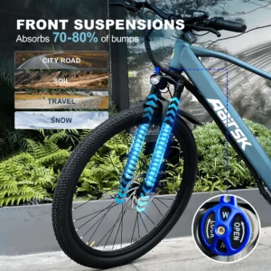 26'' electric bike for adults,750w peak motor mountain ebike,25mph up to 40miles,7 speed,shock absorbers,commuter e bike